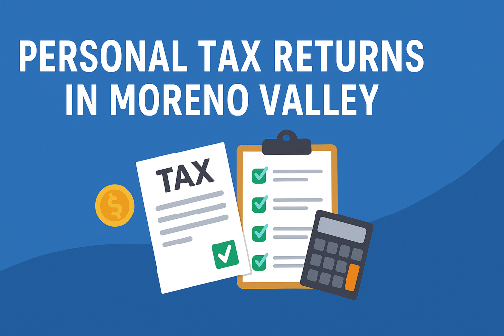 Professional tax consultant assisting client with personal tax returns in Moreno Valley.
